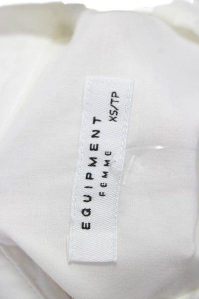 Equipment Femme Women Basic White Cotton Collared Long Sleeve Button-Up Size XS
