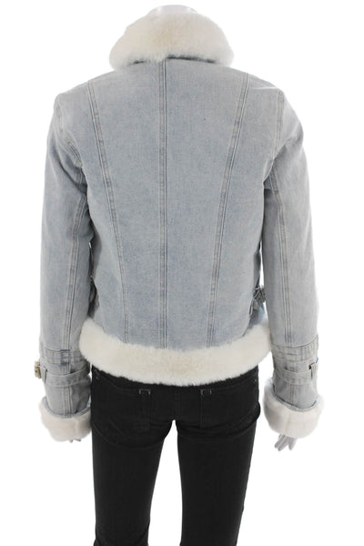 Generation Love Women Motorcycle Jacket Blue Zip Long Sleeve Size XS