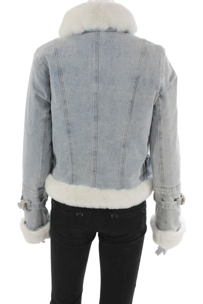 Generation Love Women Biker Jacket Blue Zip Long Sleeve Size S