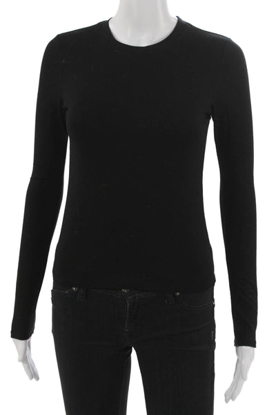 Perfect White Tee Womens Basic Black Long Sleeve Round Neck Tee Modal Size XS