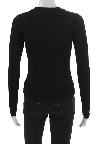 Perfect White Tee Womens Basic Black Long Sleeve Round Neck Tee Modal Size XS