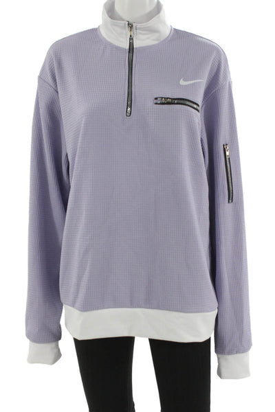 Nike Womens Purple Zip Pullover Long Sleeve Casual Size L