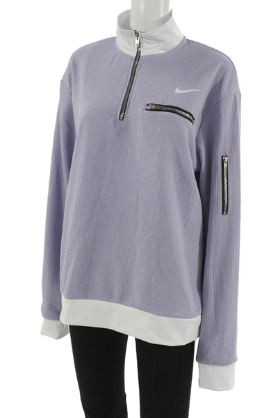Nike Womens Purple Zip Pullover Long Sleeve Casual Size L