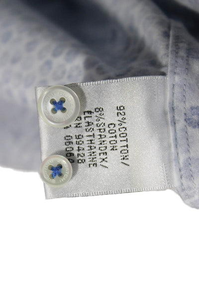 Bugatchi Mens Cotton Blend Floral Button Up Shirt Blue Size L