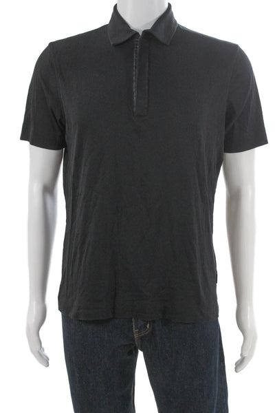 Boss Hugo Boss Mens Black Polo Zip Collar Size L