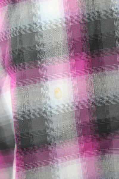 Boss Hugo Boss Mens Cotton Plaid Button Up Shirt Pink Size XL