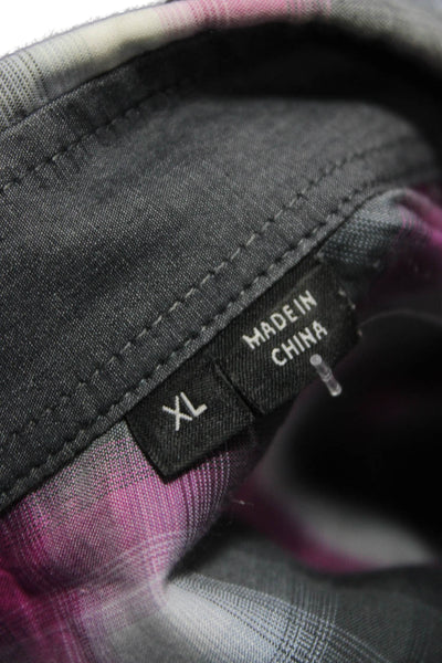 Boss Hugo Boss Mens Cotton Plaid Button Up Shirt Pink Size XL