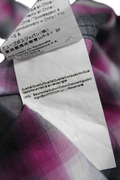 Boss Hugo Boss Mens Cotton Plaid Button Up Shirt Pink Size XL