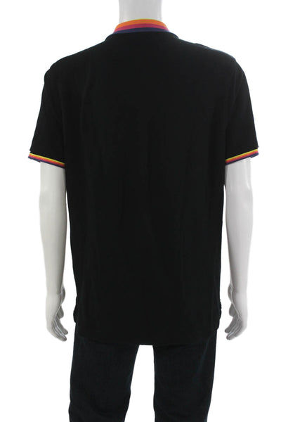 Psycho Bunny Men Black Pima Cotton Polo Short Sleeve Collared Size 6