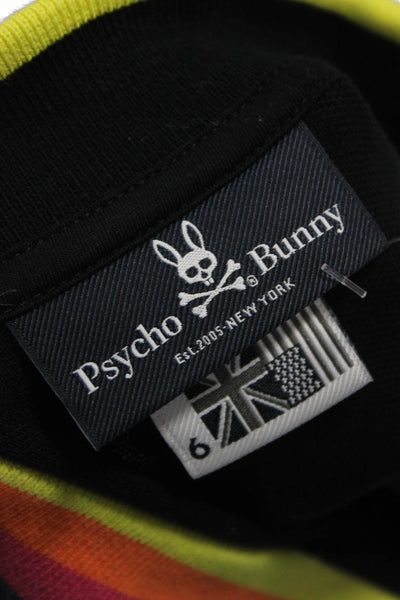 Psycho Bunny Men Black Pima Cotton Polo Short Sleeve Collared Size 6