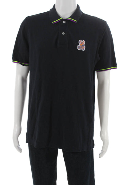 Psycho Bunny Mens Polo Black 100% Pima Cotton Collared Short Sleeve Size 6