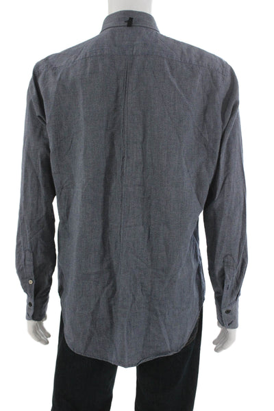 Rag & Bone Mens Cotton Blend Long Sleeve Button Up Blue Size L