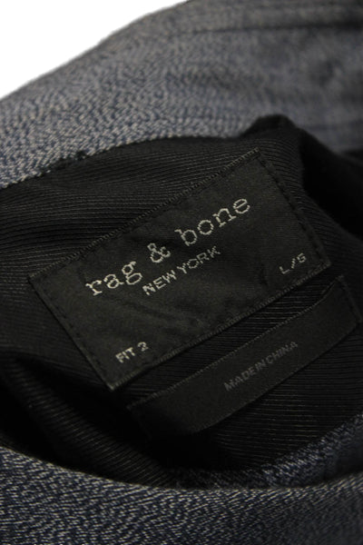 Rag & Bone Mens Cotton Blend Long Sleeve Button Up Blue Size L
