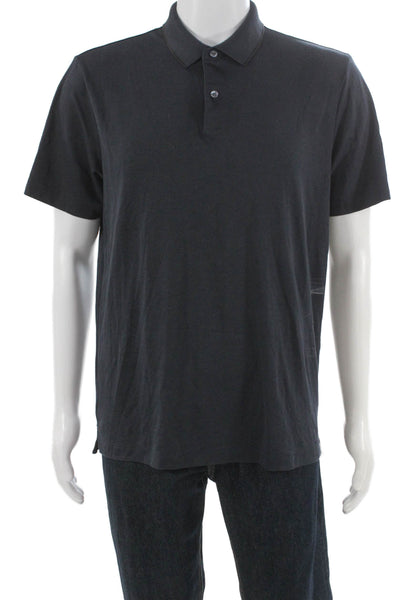 Theory Mens Gray Pima Cotton Polo Collared Short Sleeve Size S