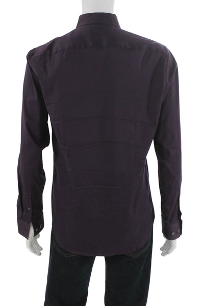 Theory Mens Collared Purple Cotton Button Up Long Sleeve Solid Size S