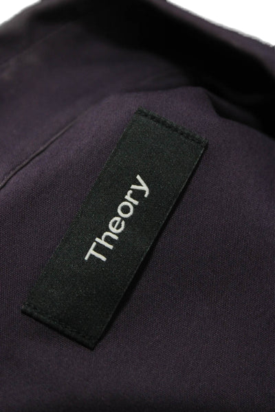 Theory Mens Collared Purple Cotton Button Up Long Sleeve Solid Size S