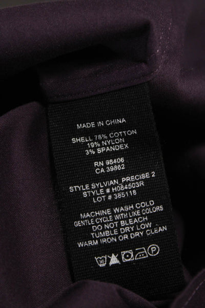 Theory Mens Collared Purple Cotton Button Up Long Sleeve Solid Size S