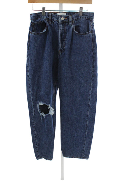 Still Here Women Tapered Jeans Blue High Rise Button Size 29