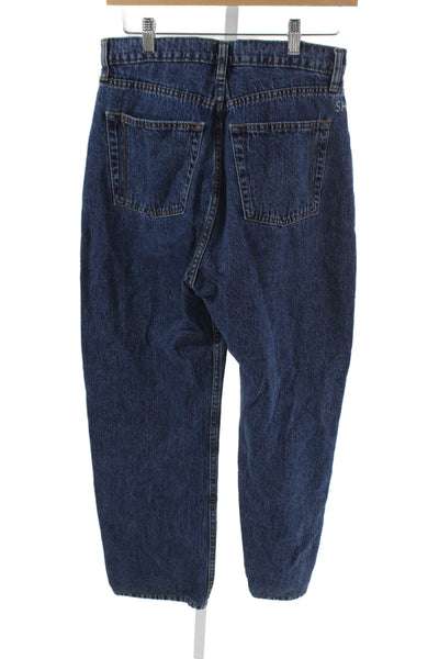 Still Here Women Tapered Jeans Blue High Rise Button Size 29