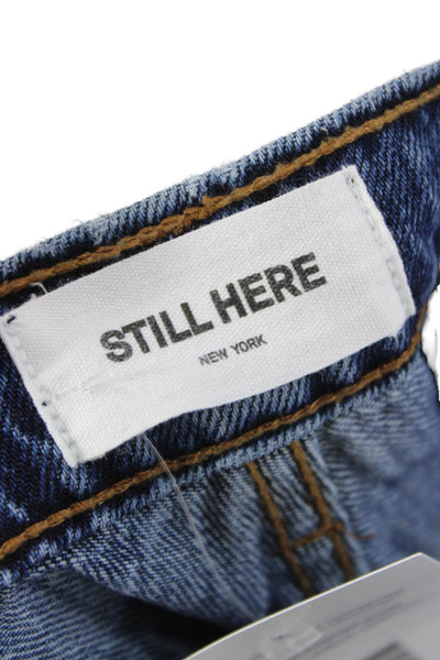 Still Here Women Tapered Jeans Blue High Rise Button Size 29