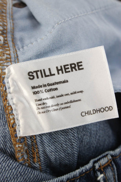 Still Here Women Tapered Jeans Blue High Rise Button Size 29