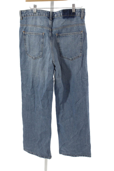 Zara Women Straight Jeans Blue High Rise 100% Cotton Size 10