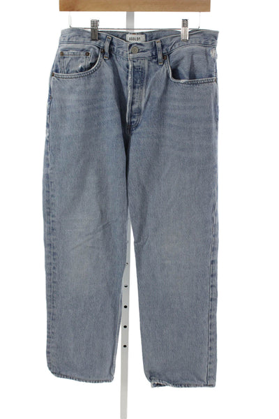 Agolde Women Straight Jeans Blue High Rise Cotton Size 29