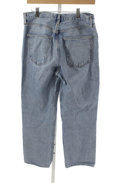 Agolde Women Straight Jeans Blue High Rise Cotton Size 29