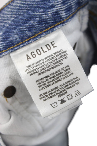 Agolde Women Straight Jeans Blue High Rise Cotton Size 29