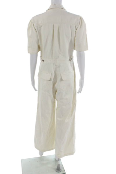 Citizens of Humanity Womens Ivory Organic Cotton Jumpsuit Short Sleeve Size 8