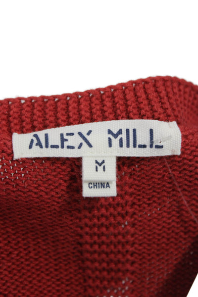 Alex Mill Women Red Floral V-Neck Sleeveless Cardigan Size M