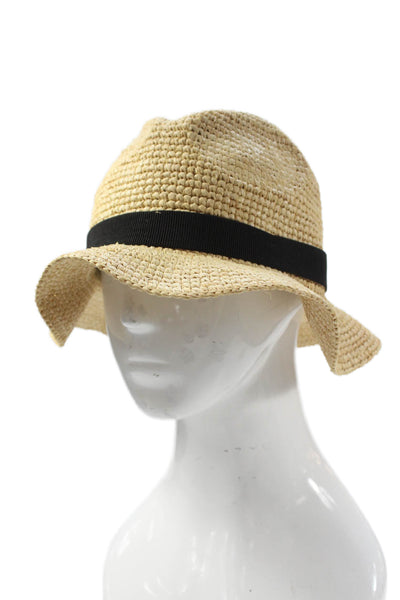 J Crew Womens Woven Raffia Banded Hat Beige Size S/M