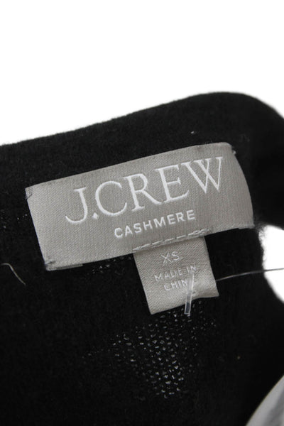 J Crew Women Black 100% Cashmere Crewneck Pullover Sweater Short Sleeve Size XS