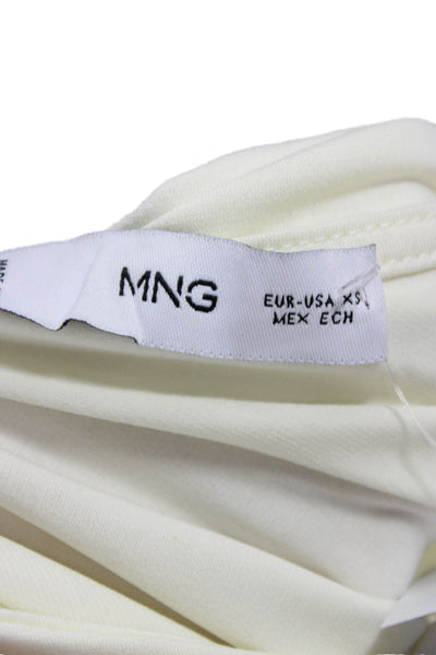 MNG Women One Shoulder Top Sleeveless Ivory Polyester Blend Size XS
