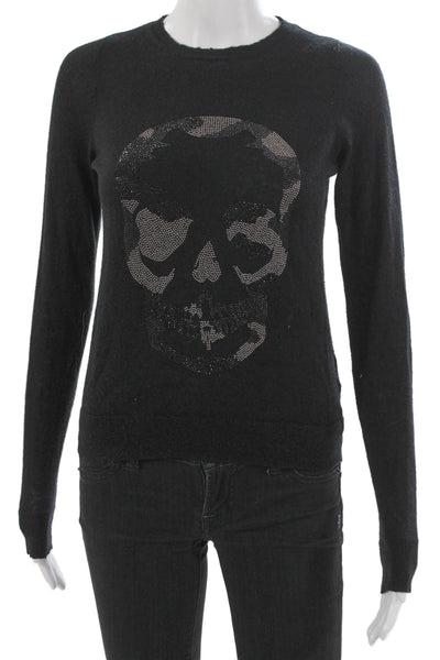Zadig & Voltaire Womens Cashmere Pullover Black Skull Sweater Size XS