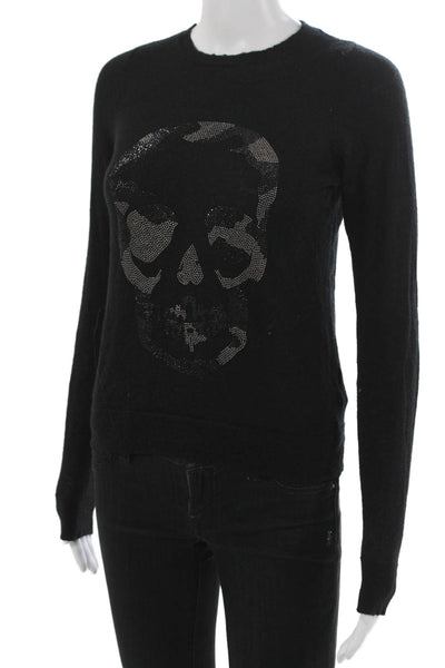 Zadig & Voltaire Womens Cashmere Pullover Black Skull Sweater Size XS