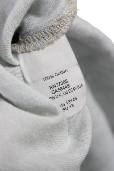 Madewell Women Blue Basic Button-Up Cotton Collared Long Sleeve Top Size S