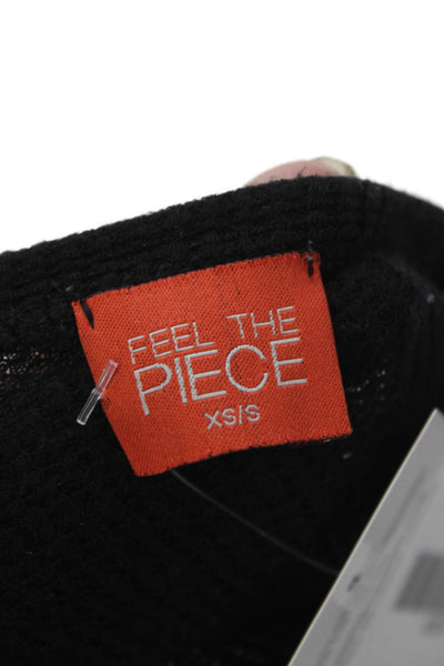 Feel The Piece Womens Basic Black V-Neck Long Sleeve T-Shirt Modal Size XS