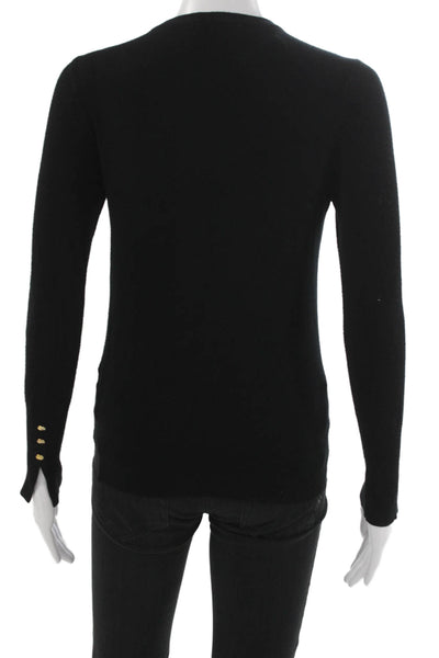 Zara Knit Womens Cardigan Black Cashmere Blend Crew Neck Long Sleeve Size S