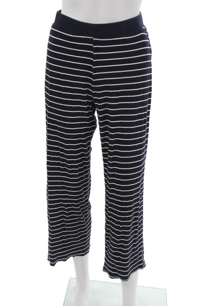 Electric & Rose Women Cropped Striped Cotton Blend Pants Blue Size XS