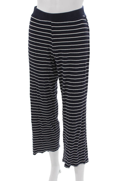 Electric & Rose Women Cropped Striped Cotton Blend Pants Blue Size XS