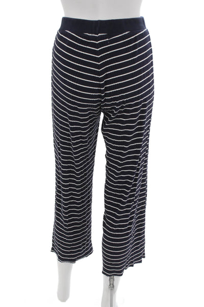 Electric & Rose Women Cropped Striped Cotton Blend Pants Blue Size XS