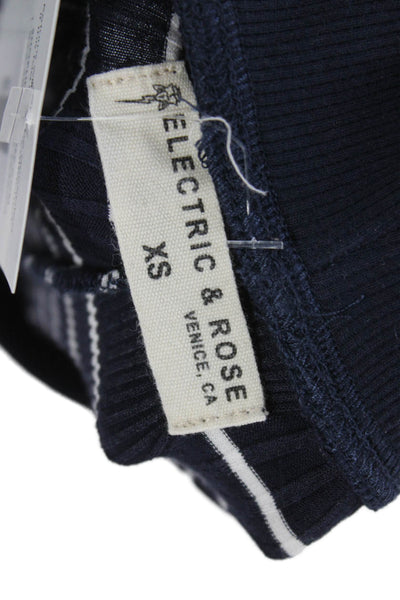 Electric & Rose Women Cropped Striped Cotton Blend Pants Blue Size XS