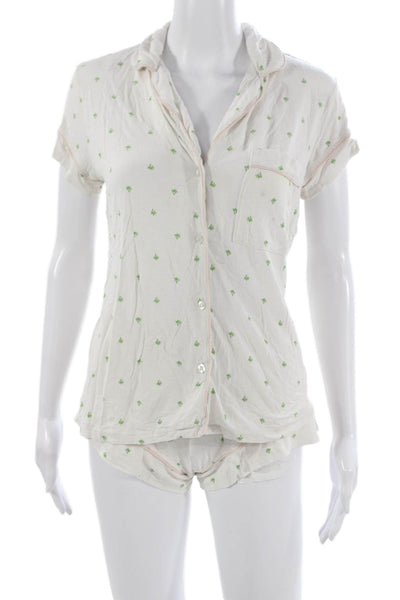 Eberjey Women Tropical Graphic Modal Pajama Set Short Sleeve White Size XS