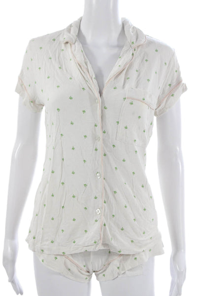 Eberjey Women Tropical Graphic Modal Pajama Set Short Sleeve White Size XS