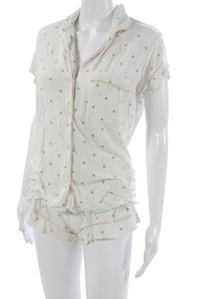 Eberjey Women Tropical Graphic Modal Pajama Set Short Sleeve White Size XS