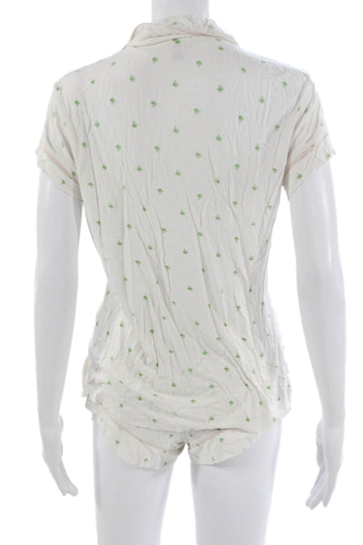 Eberjey Women Tropical Graphic Modal Pajama Set Short Sleeve White Size XS