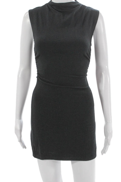 Reformation Women Bodycon Dress Black Mock Neck Sleeveless Short Size XS
