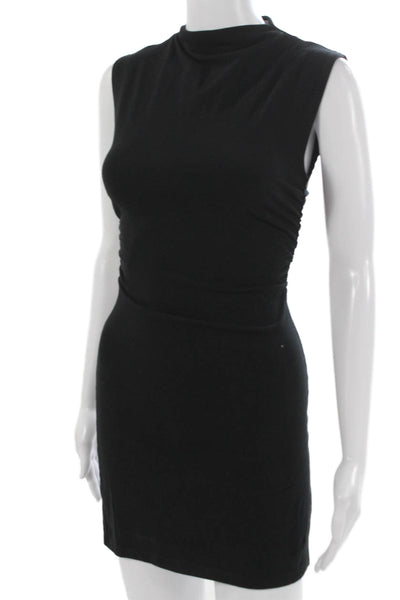 Reformation Women Bodycon Dress Black Mock Neck Sleeveless Short Size XS
