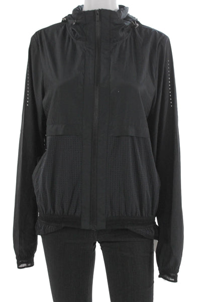 Shape Women Windbreaker Black Zip Long Sleeve Size L